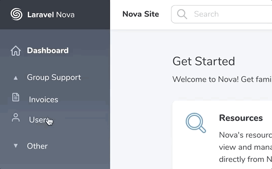 Sidebar Icons - Nova Packages